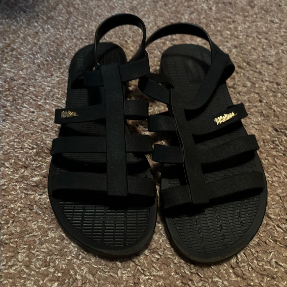 Melissa Black Sandals with Gold Accents